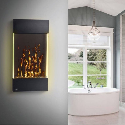 Vertical Electric Fireplace LED Side Lighting Crystal Ember Bed