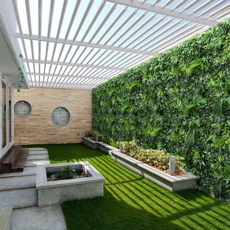 Vertical Garden Artificial Foliage Wall Stacked Stone Texture