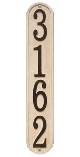 Vertical Wall Plaque, Stone Like Texture, Cream Beige and Dark Bronze