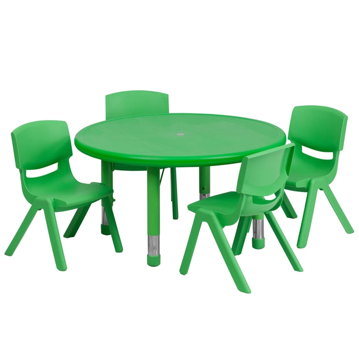 Vibrant Green Plastic Kids Activity Set with Adjustable Height Table
