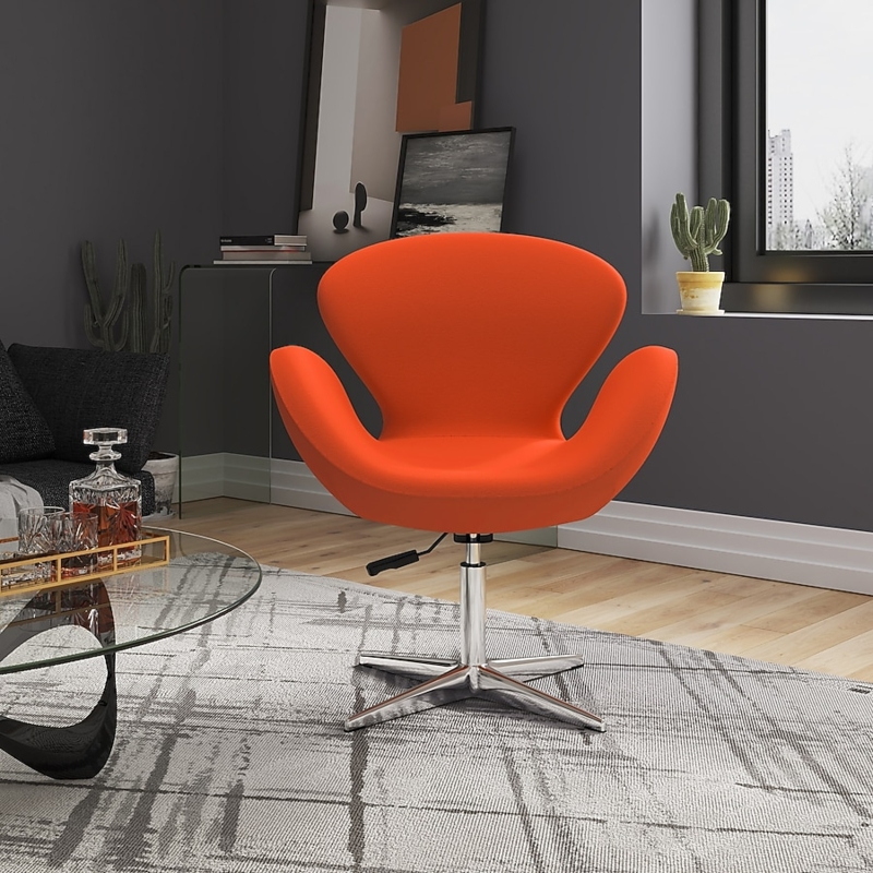 Vibrant Orange Swivel Chair, Adjustable Height, Star Base