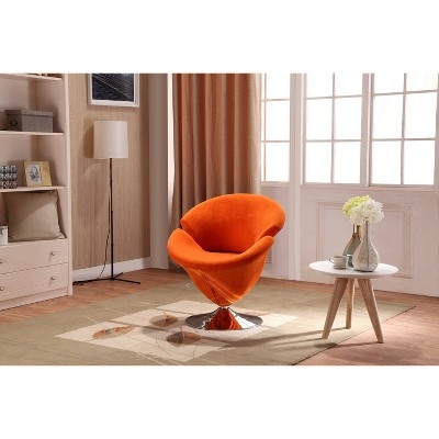 Vibrant Orange Tulip Swivel Chair, Polished Chrome Pedestal Base
