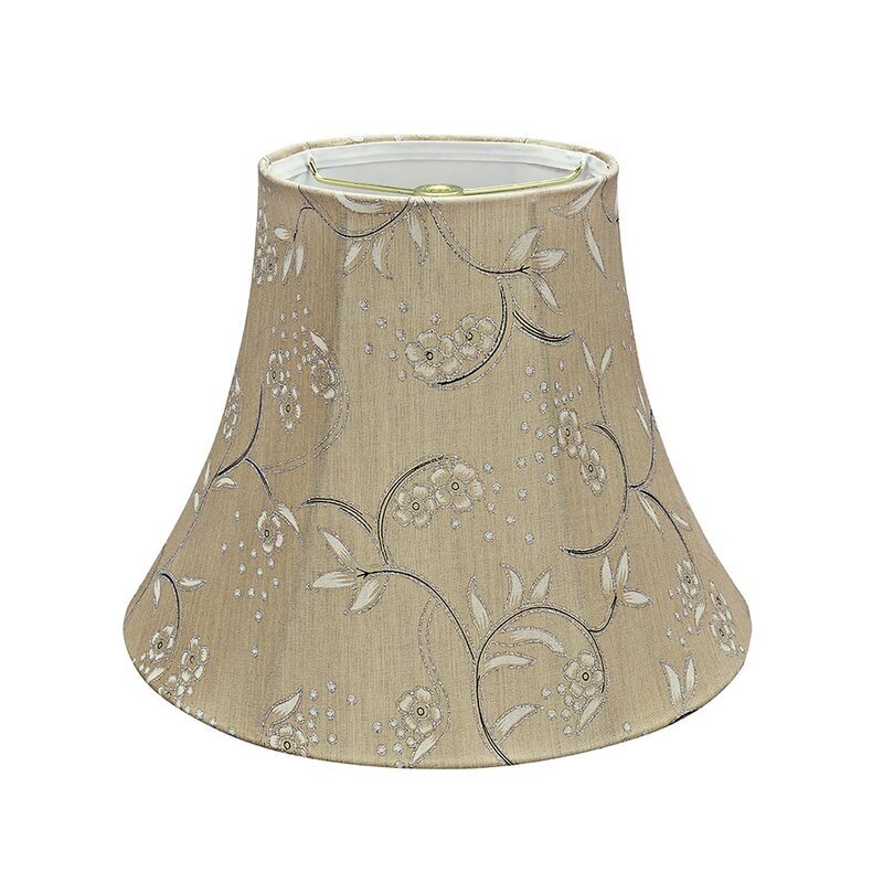 Vintage Bell Lampshade with Delicate Floral Vine Print in Warm Beige