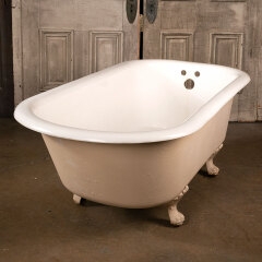 Vintage Clawfoot Bathtub with Warm Tan Exterior & Triple Plumbing Cutouts