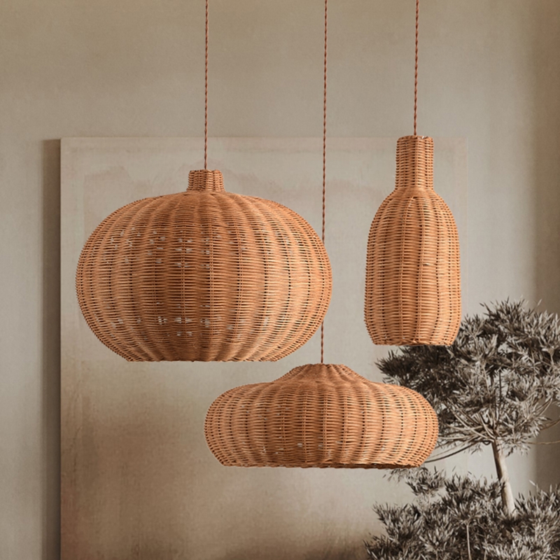 Wabi-sabi Lighting Cluster Set of Three Staggered Height Organic Shapes