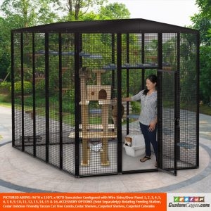 Walk In Cat Enclosure Cat Tree Matte Black Pitched Roof