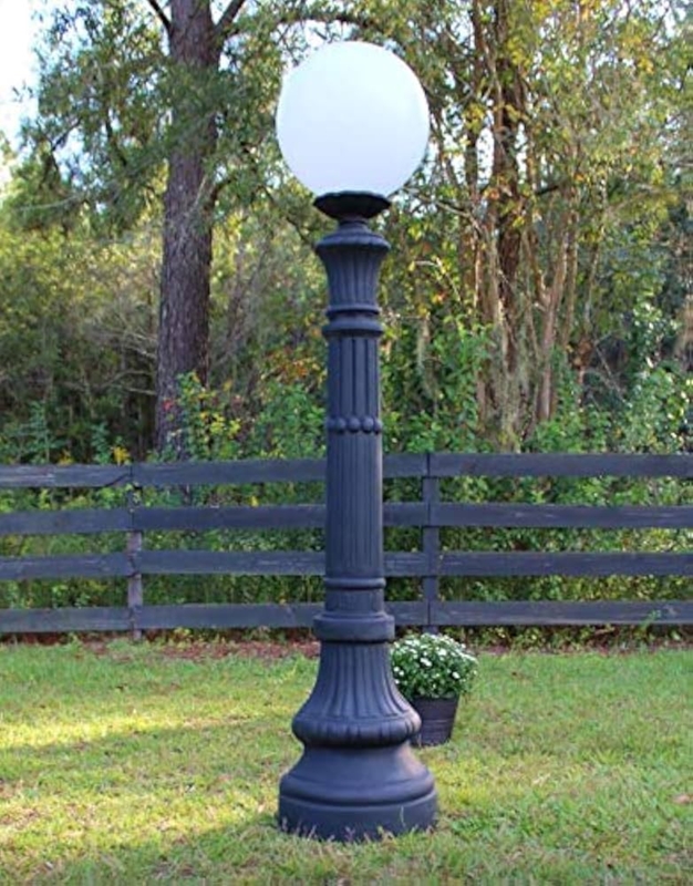 Walkway Pole Light Spherical White Globe Aluminum Post