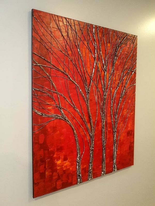 Wall Art 3D Sculpted Branches Metallic Sheen Contemporary Abstract