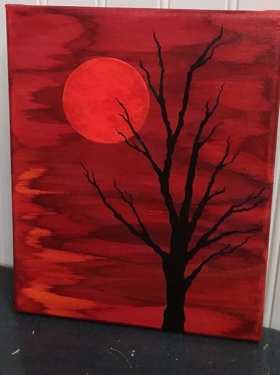 Wall Art Acrylic Bare Branches Silhouette Atmospheric Moody Canvas