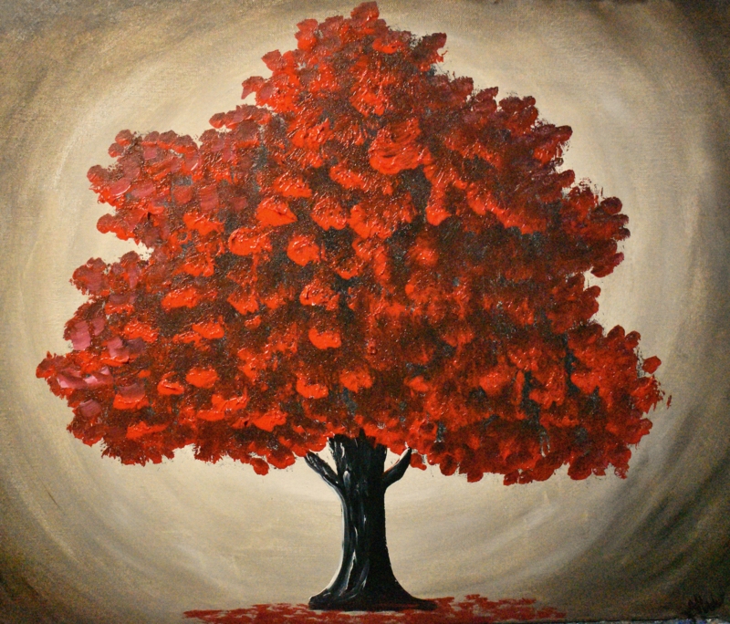 Wall Art Canvas Impasto Texture Central Halo Glow Silhouette Trunk