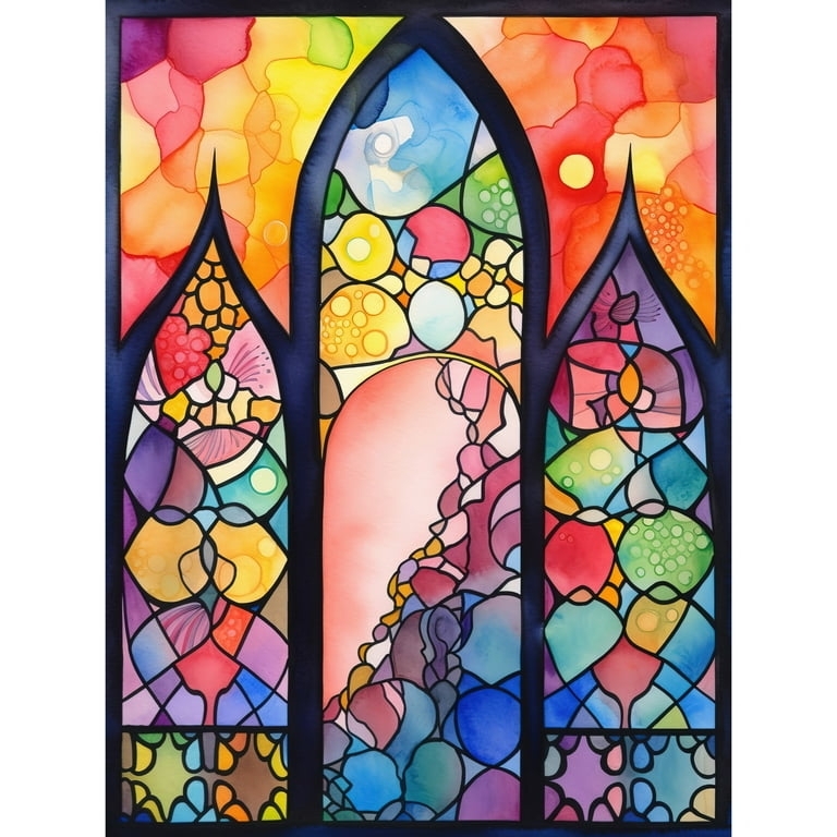 Wall Art Print Triple Arch Silhouette Watercolor Texture Folk Art