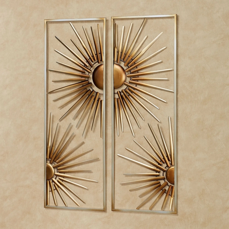 Wall Art Set of Two Openwork Panels in Multi Tonal Metallic