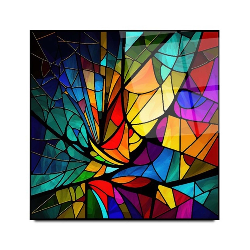 Wall Art Vibrant Geometric Tempered Glass Abstract Decor