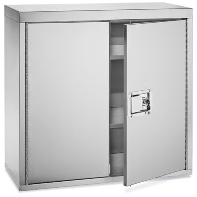 Wall Cabinet in Brushed Stainless Steel with Durable Piano Hinges