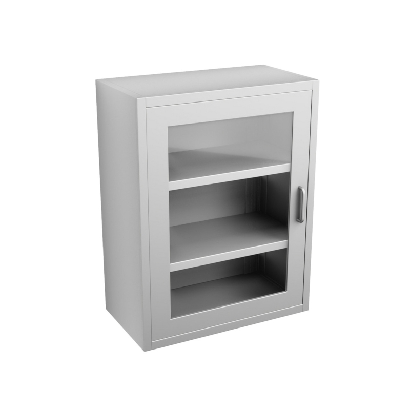 Wall Cabinet with Framed Glass Swing Door in Brushed Stainless Steel