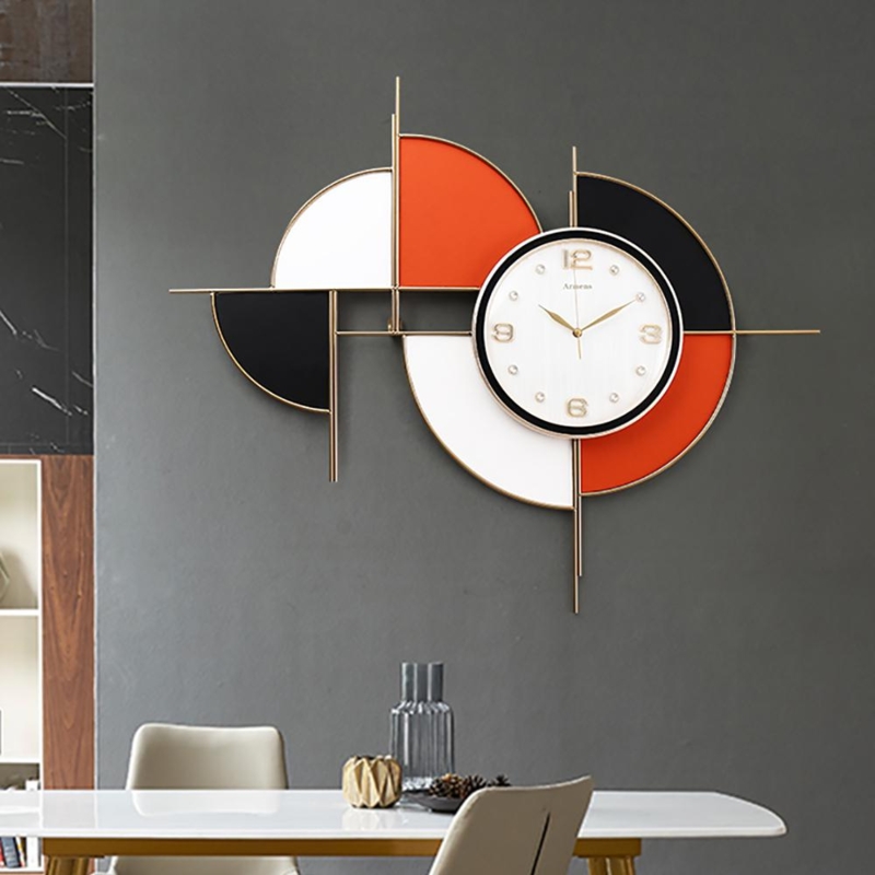 Wall Clock Asymmetric Grid Geometric Quadrants Bauhaus Style