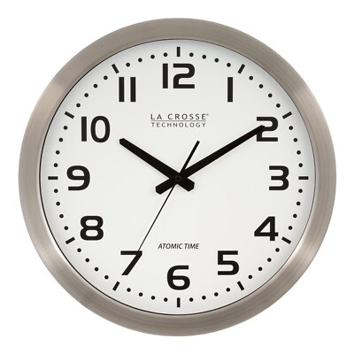 Wall Clock Atomic Analog White Dial Large Numeral Office