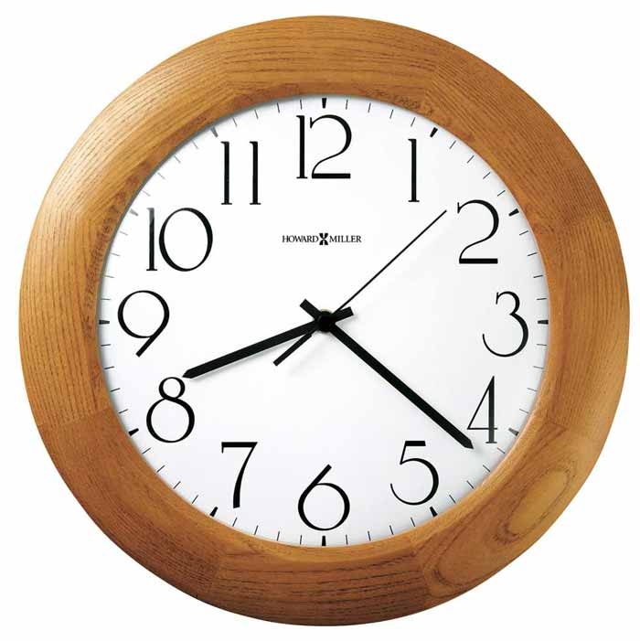 Wall Clock Beveled Oak Frame Bold Arabic Numerals Farmhouse