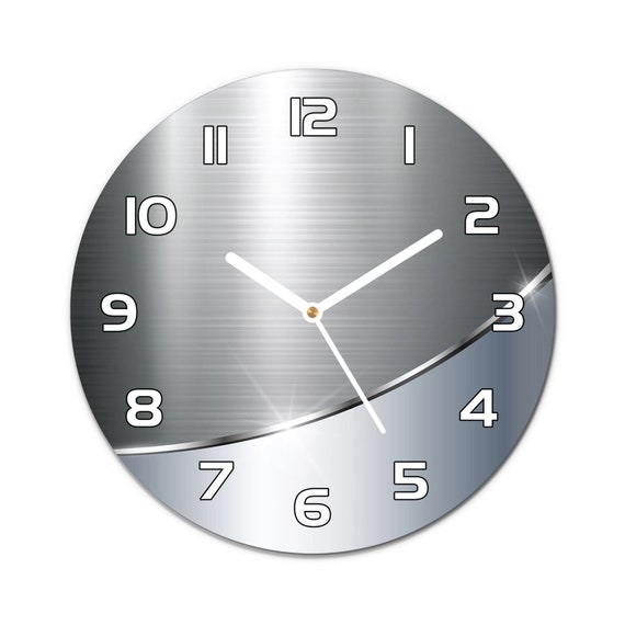 Wall Clock Curved Divider White Hands Modern Two-Tone Wall Art