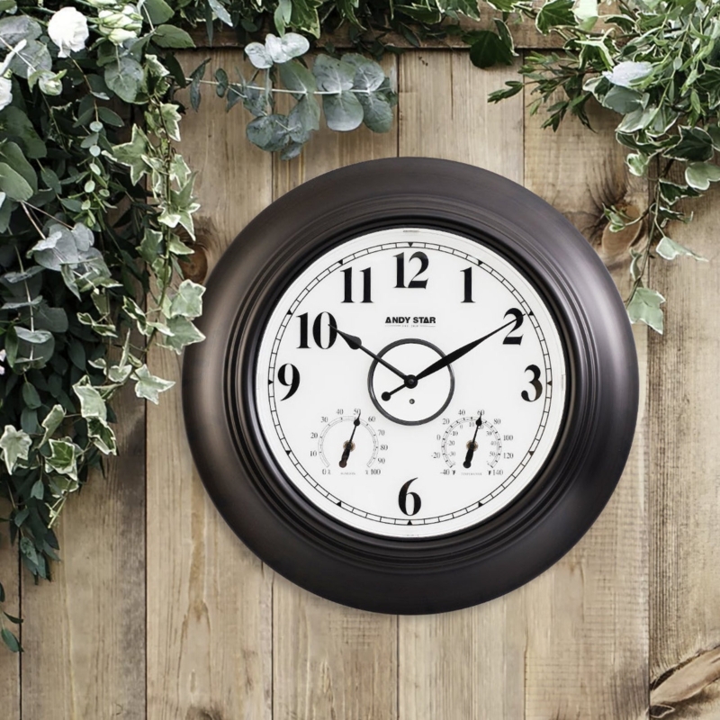 Wall Clock Dual Sub Dials Oversized Bezel Bold Typography
