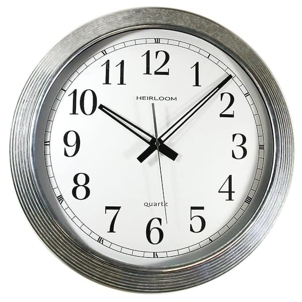 Wall Clock Galvanized Ribbed Texture Industrial Farmhouse Round Clock