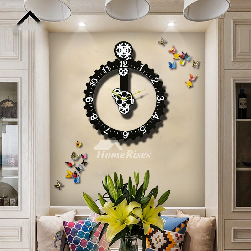 Wall Clock Gear Mechanism Skeleton Dial Industrial Steampunk