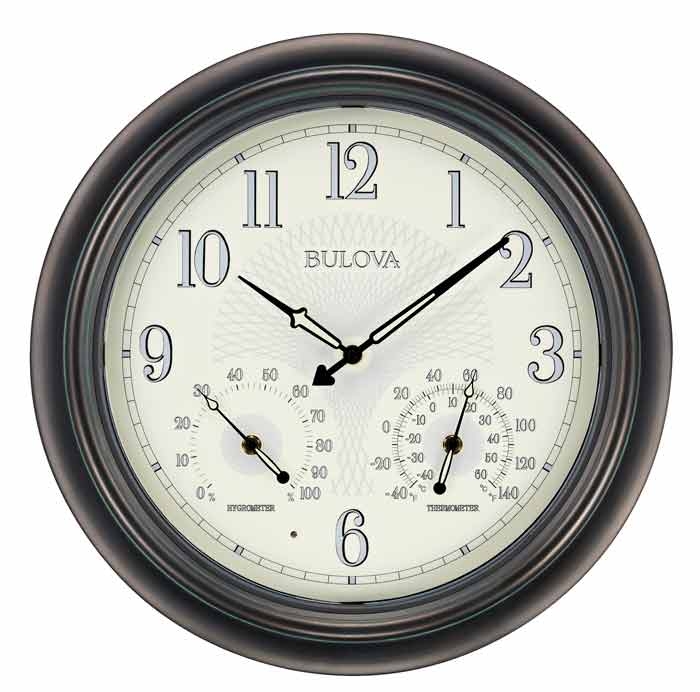 Wall Clock Integrated Weather Sensors Sunburst Guilloche Dial