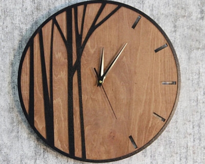 Wall Clock Light Oak Cut Out Hour Markers Modern Rustic