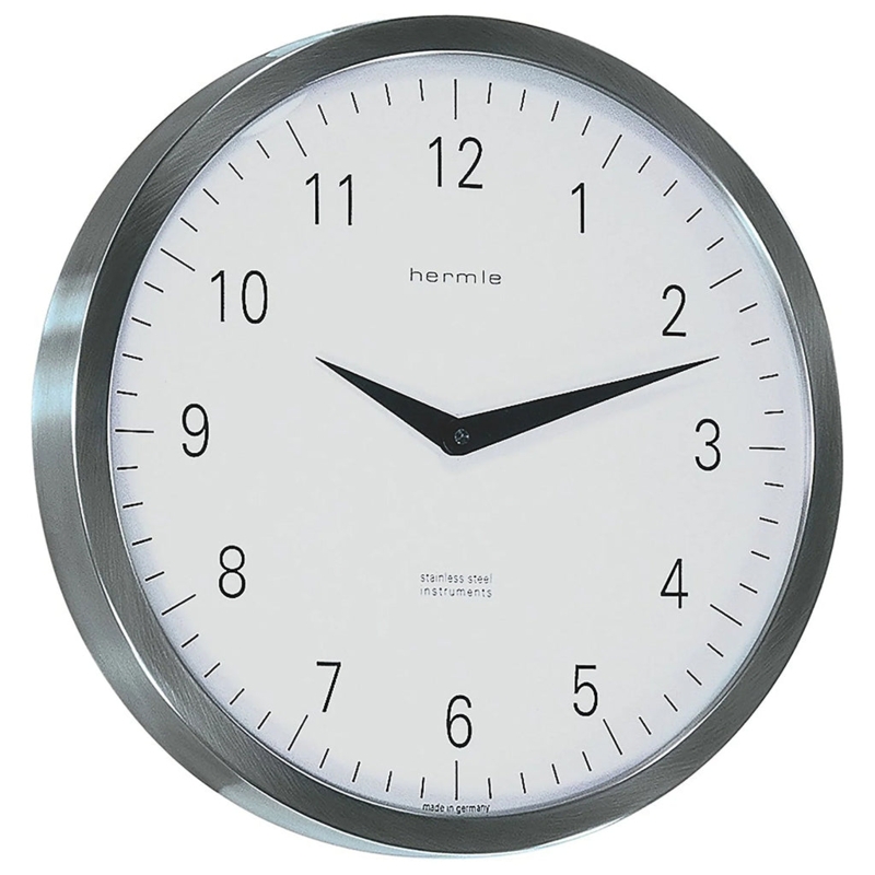 Wall Clock Low Profile Bauhaus Inspired Brushed Stainless Steel