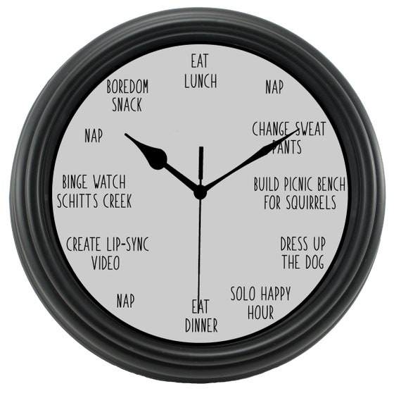 Wall Clock Novelty Text Schedule Matte Black Beveled Rim