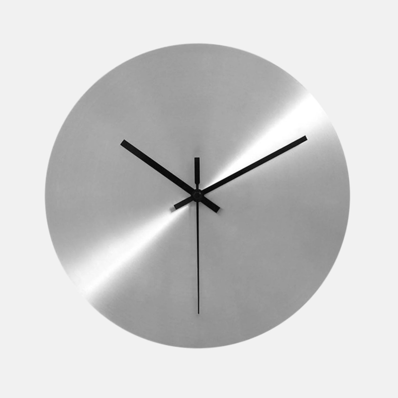 Wall Clock Numberless Dial Radial Texture Slim Hands Metal Decor