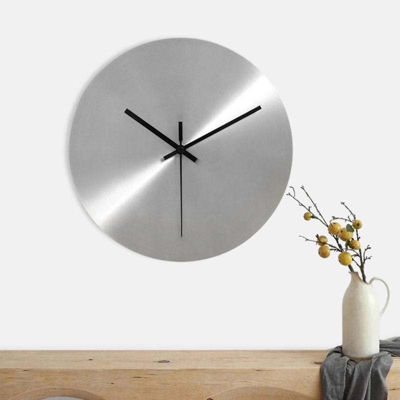 Wall Clock Radial Sheen Markerless Dial Contemporary Metal Timepiece