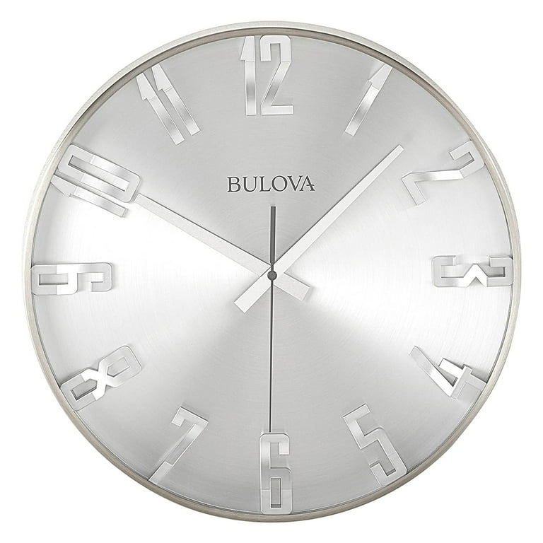 Wall Clock Satin Pewter Finish Dimensional Numerals Industrial Chic