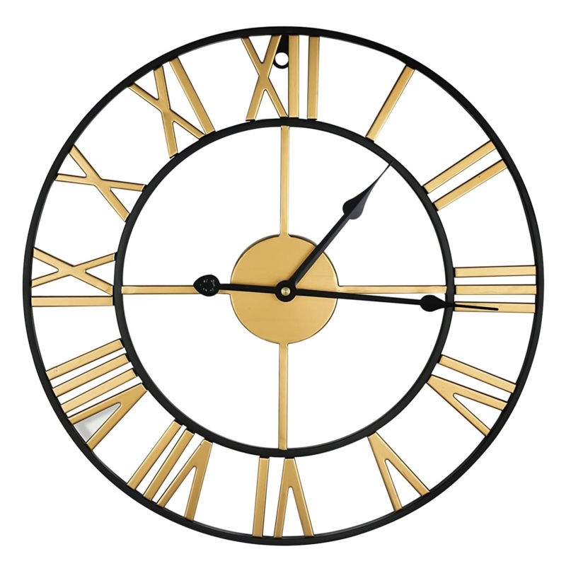 Wall Clock Skeleton Design Roman Numerals Two Tone Finish