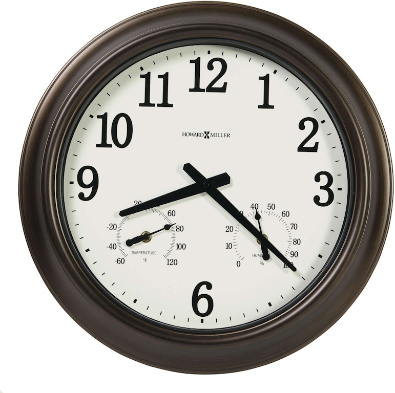 Wall Clock Thermometer Hygrometer Bronze Molded Frame Large Dial