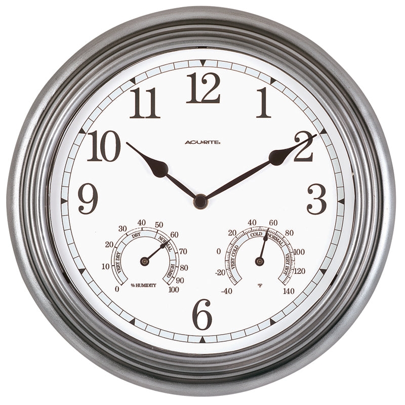 Wall Clock Thermometer Hygrometer Combo Copper Toned Bezel