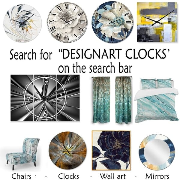 Wall Clock Triptych Design Floral Pattern Contemporary Art Decor