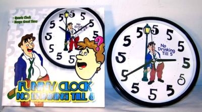 Wall Clock Uniform Five Numerals Gag Gift Retro Cartoon Bar