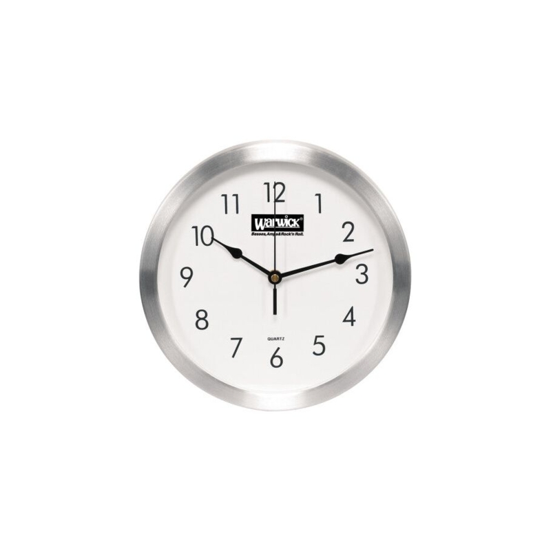 Wall Clock Warwick Branding Brushed Stainless Steel Industrial Office
