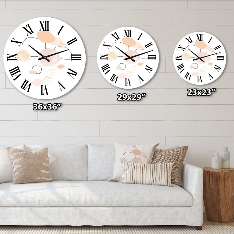 Wall Clock Watercolor Stains Abstract Pattern Roman Numerals Shabby Chic