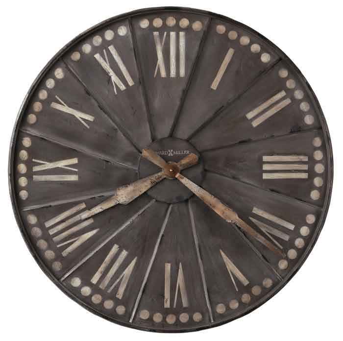 Wall Clock Wedge Panels Distressed Metal Charcoal Gray Industrial