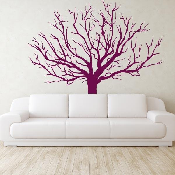 Wall Decal Barren Tree Intricate Branching Magenta Silhouette