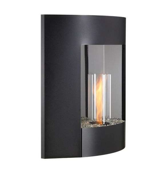 Wall Fireplace Silver Vein Texture Curved Housing Glass Cylinder