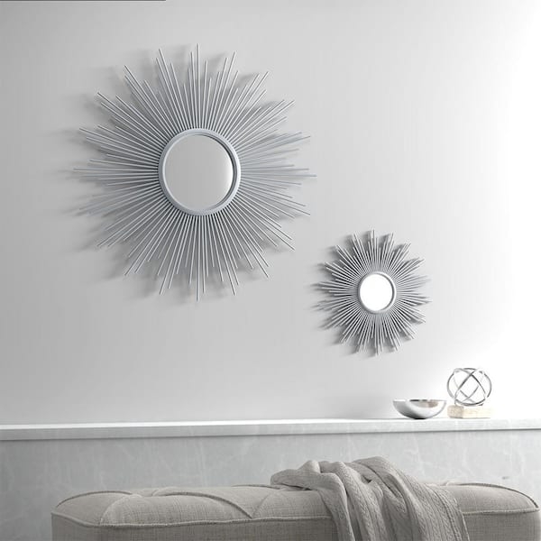 Wall Mirror Brushed Metallic Finish with Radiating Spikes
