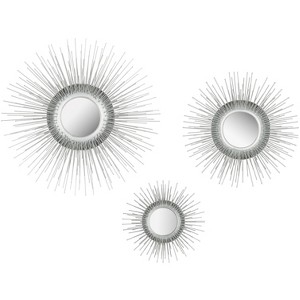 Wall Mirror Triptych Polished Metallic Radiating Spokes