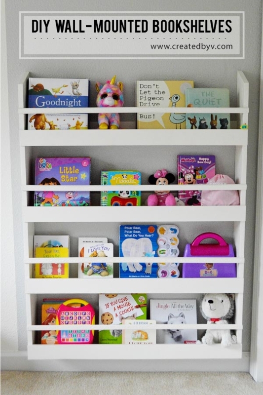 Wall Mounted Bookshelf Slim Profile, Shallow Depth Design.