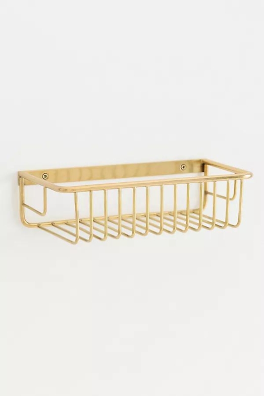 Wall-Mounted Brass Bath Caddy by Anthropologie in Gold