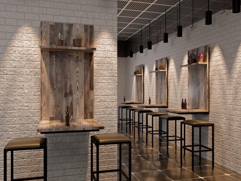 Wall Mounted Dining Set, Antique Wood Tables with Backless Bar Stools