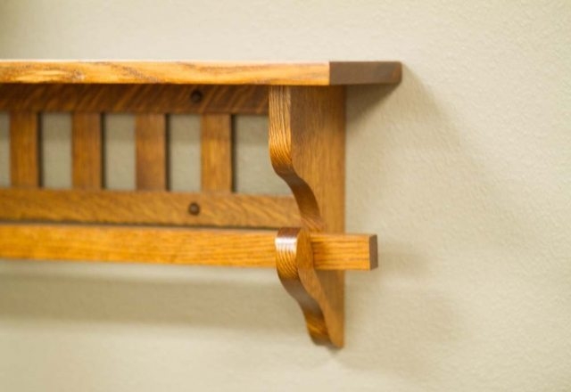 Wall-Mounted Quilt Rack Quarter Sawn Oak Vertical Slats Mission Style