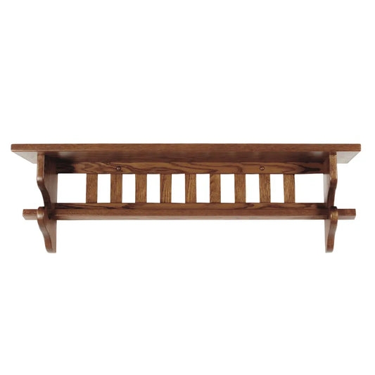 Wall-Mounted Quilt Rack Slat Back Top Shelf Corbel Brackets Honey Brown